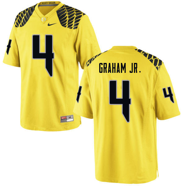 Men #4 Thomas Graham Jr. Oregn Ducks College Football Jerseys Sale-Yellow - Click Image to Close